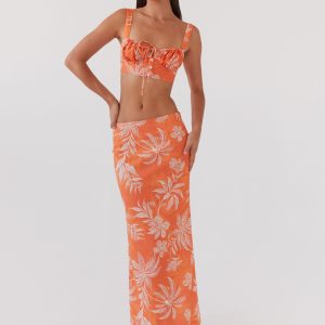 Born For Bordeaux Linen Skirt - Tropic Sunset