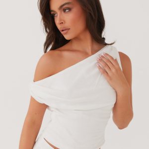 Marissa Linen One Shoulder Top - White