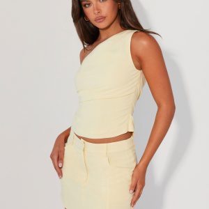 Marissa Linen Mini Skirt - Lemon