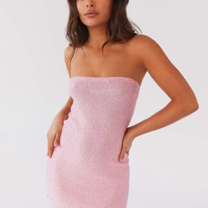 Dance The Night Tube Knit Mini Dress - Pink Dusk