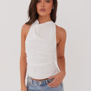 Cloud Whisper Linen Top - White