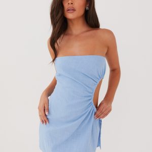 Rosella Linen Mini Dress - Blue