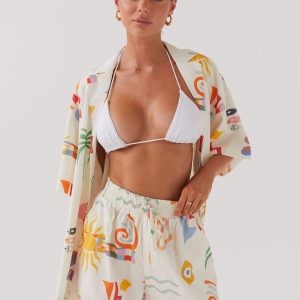 Tallulah Linen Shorts - Summer Palm