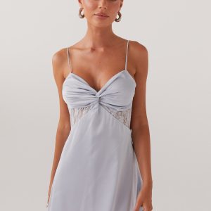 Ayla Satin Mini Dress - Arctic Blue