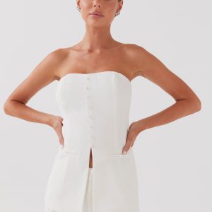 Riveria Tailored Strapless Top - Ivory