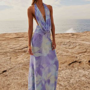 Elysia Mesh Maxi Dress - Purple Rain