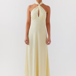Adrienne Linen Maxi Dress - Lemon
