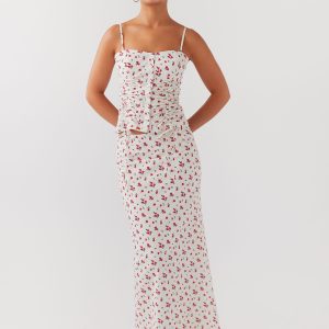 Ariana Linen Maxi Skirt - Poppy Floral