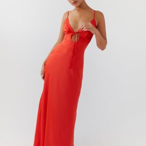 Flora Satin Maxi Dress - Citrus