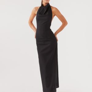 Cartia Linen Maxi Dress - Black