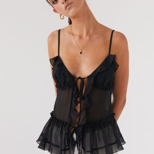 Got It Bad Frill Cami Top - Black