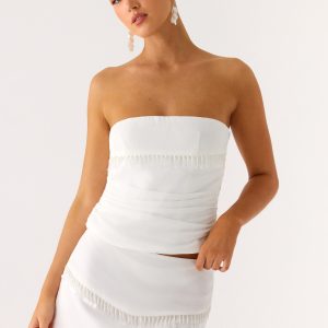 Perfect Celebrity Beaded Top - White