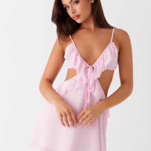 Polly Ruffle Mini Dress - Pink