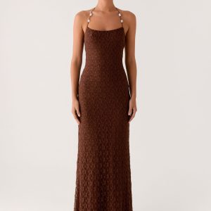 Promise Me Lace Maxi Dress - Chocolate