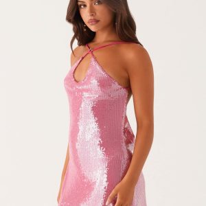 Radiant Energy Cowl Back Mini Dress - Fuchsia