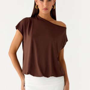 Raeni Off Shoulder Top - Chocolate