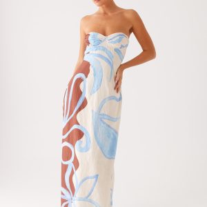 Raiden Maxi Dress - Bloom Wave Print