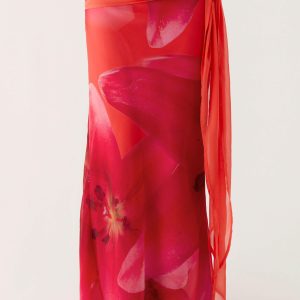 Raya Maxi Skirt - Peach Watermelon Flower