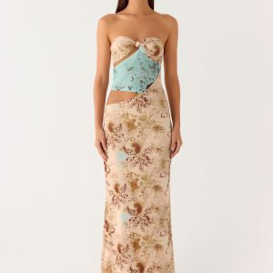 React Strapless Maxi Dress - Desert Blur