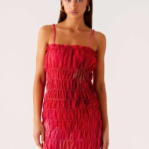 Refresh Me Chiffon Mini Dress - Peach Watermelon Flower