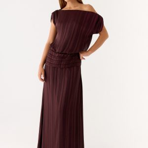 Rexi One Shoulder Maxi Dress - Aubergine Gleam