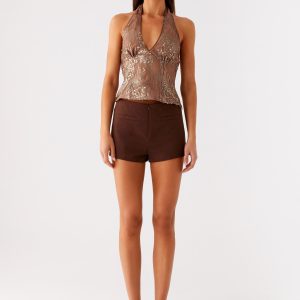 Reyce Sequin Top - Tan