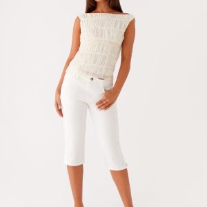 Rocco Denim Capri Pants - Off White