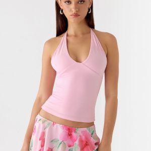 Roll Out Halter Top - Petal Pink