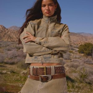 Roman Low Rise Denim Mini Skort - Vintage Tan Wash