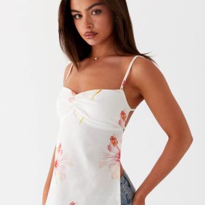 Rosy Linen Backless Top - Camellia
