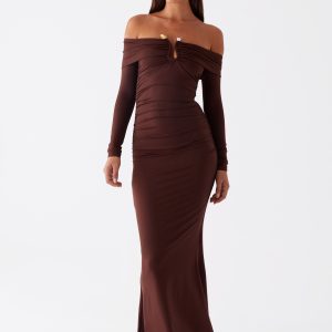 Rudy Long Sleeve Maxi Dress - Chocolate