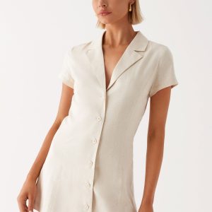 Russo Linen Mini Dress - Oatmeal