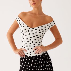 Rylie Top - White Polka Dot