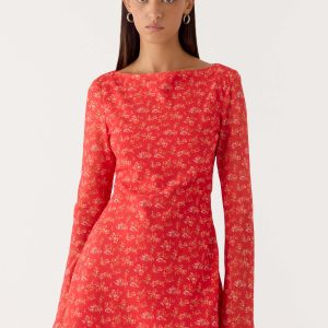 Sabella Mini Dress - Magenta Red Rose