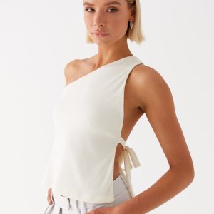 Safiya One Shoulder Top - White