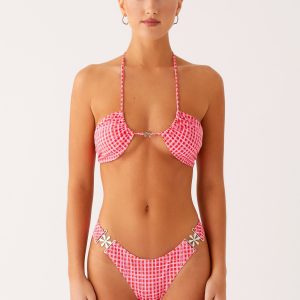 Saint Lucia Bikini Bottoms - Pink Check