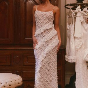 Sansone Frill Maxi Dress - White