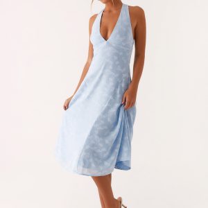 Sashi Halterneck Midi Dress - Pale Blue