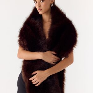 Saskia Faux Fur Scarf - Chocolate