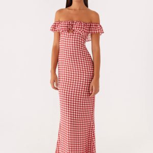 Scarlet Cherry Maxi Dress - Red Gingham