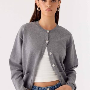 Sean Relaxed Knit Cardigan - Grey
