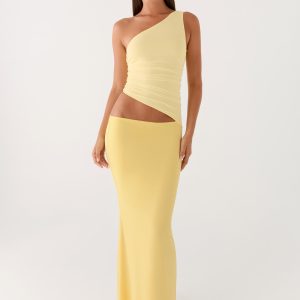 Seranella One Shoulder Maxi Dress - Lemon