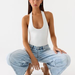 Set The Scene Halter Bodysuit - White