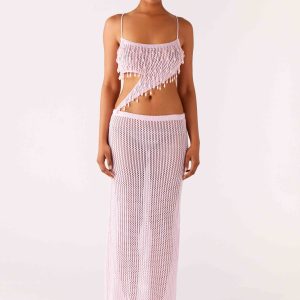 Shellbound Crochet Maxi Dress - Pink
