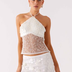 Shelly Halter Top - White