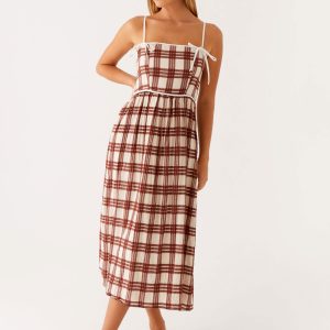 Shyanne Midi Dress - Chocolate Check