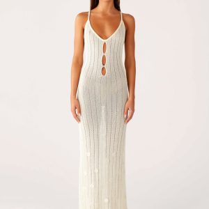 Siren Song Crochet Maxi Dress - Ivory