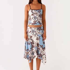Skye Midi Skirt - Bluewood Blossom