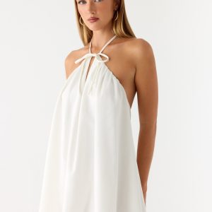 Soft Breeze Linen Mini Dress - White