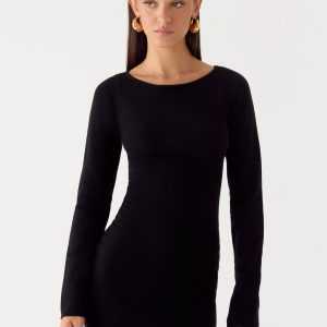 Soft Vision Knit Mini Dress - Black